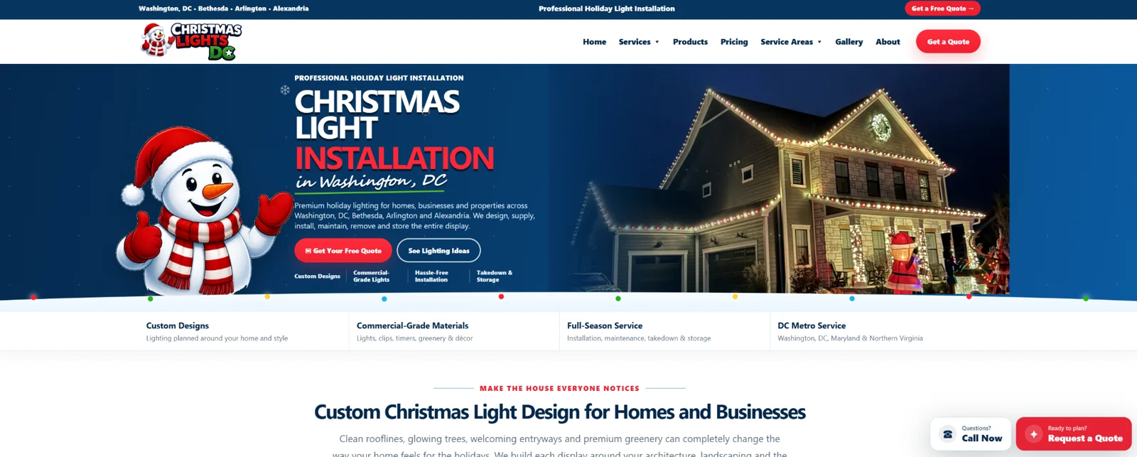 Christmas Lights DC website homepage