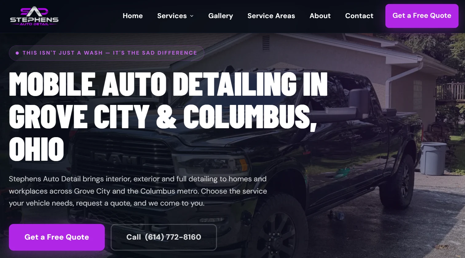 Stephens Auto Detail website homepage