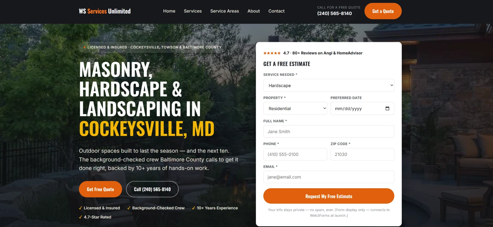 WS Services Unlimited website homepage